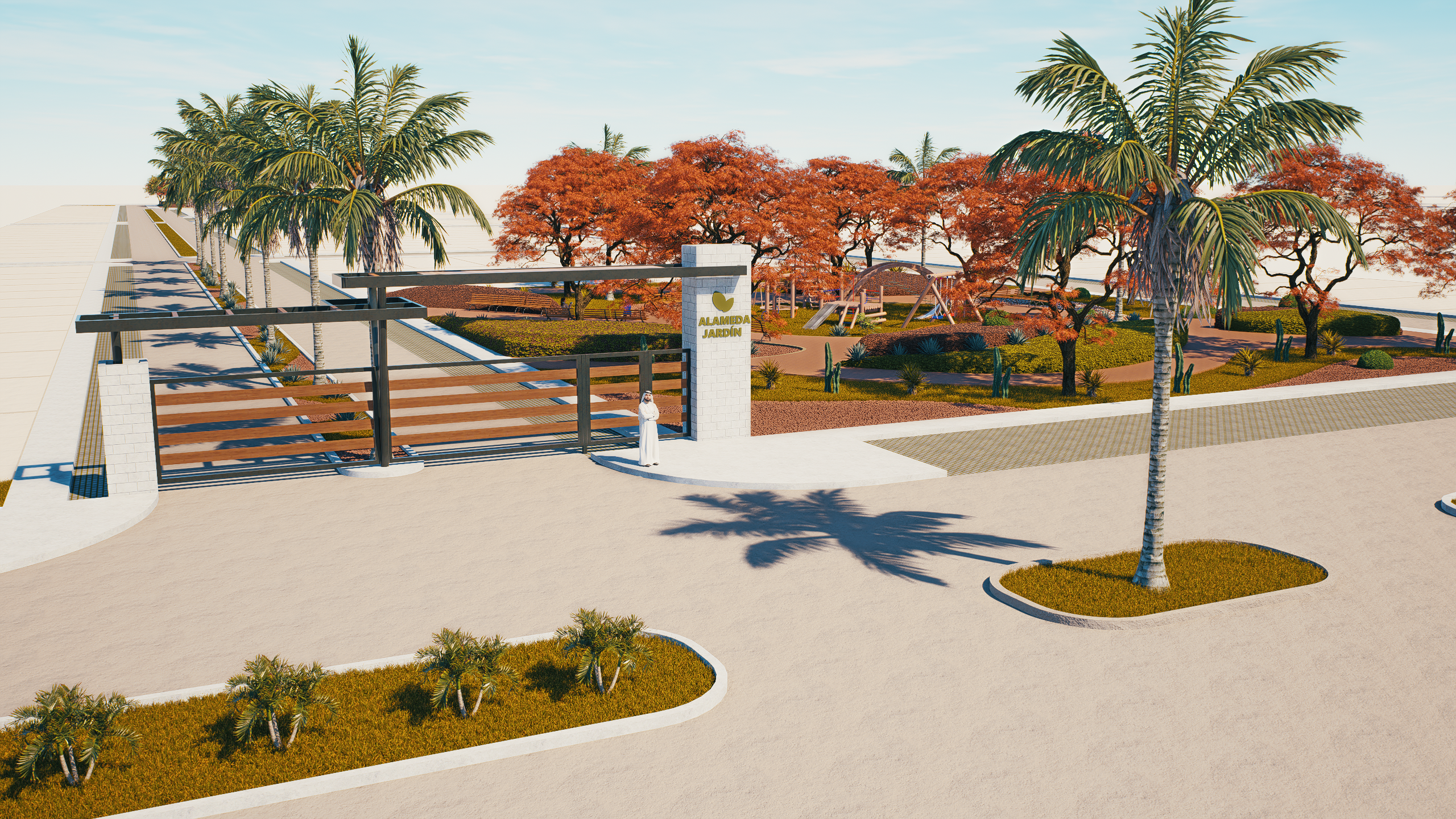 Vista general del parque central y lotes de Alameda Jardín